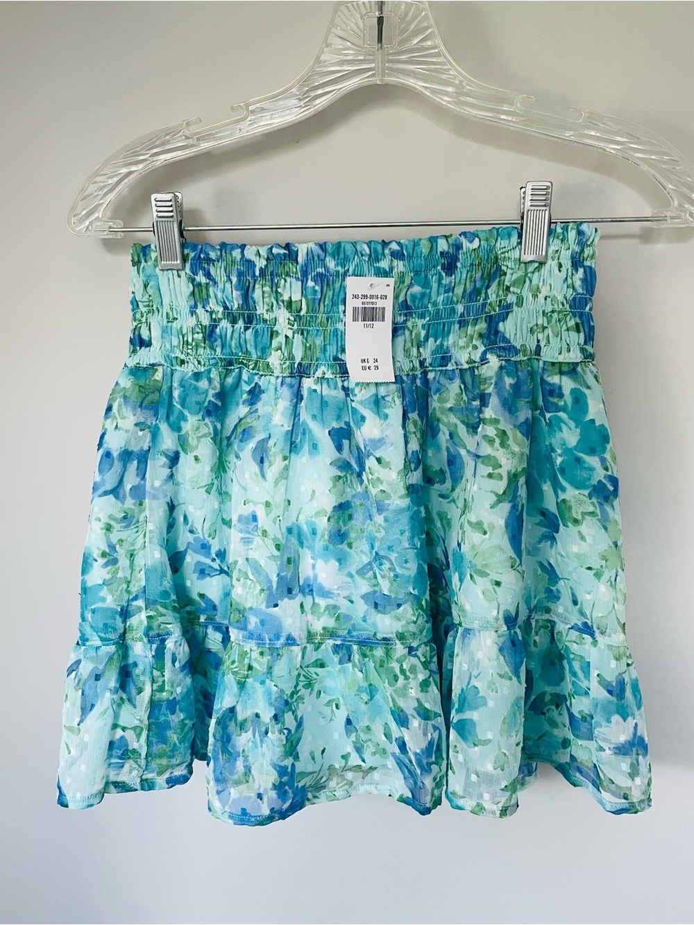 Abercrombie Kids Blue Floral Tiered Ruffled Mini Skort Size 11/12